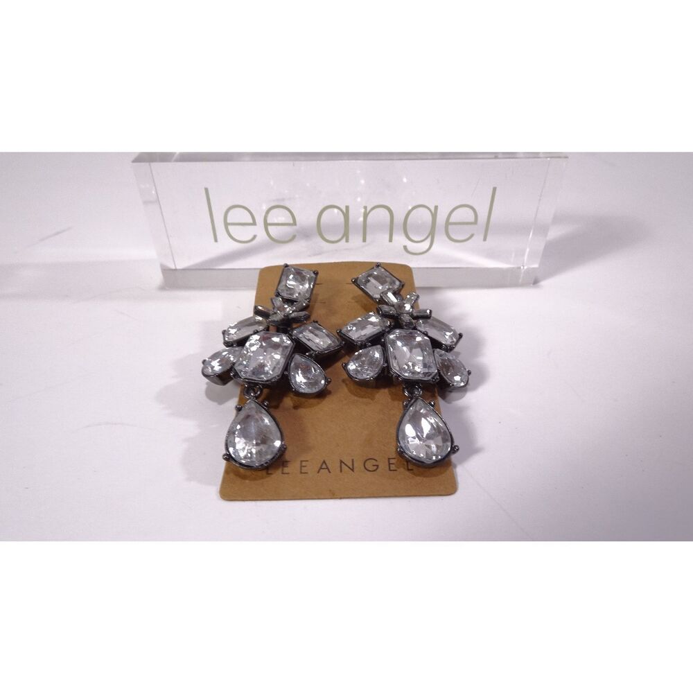 Neiman Marcus Women's Gunmetal Gemstone Snowflake Drama Drop Earrings NWT 98